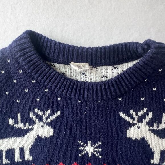 VTG Reindeer Fair-isle Holiday Navy Toddler 3T  Sweater Redodeco 100%Cotton - Picture 6 of 16